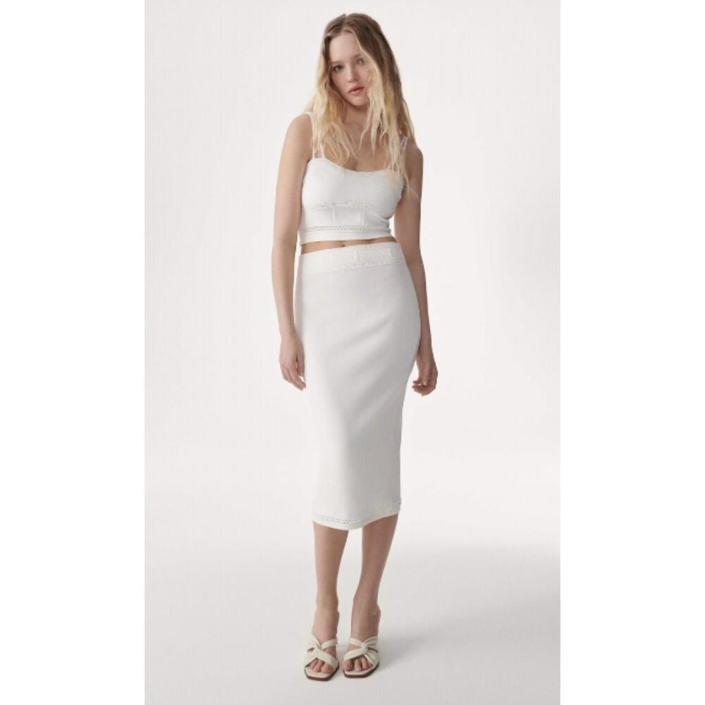 NEW BA&SH saturn pencil skirt in white